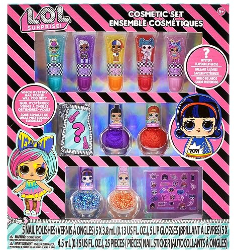 L.O.L Surprise! Townley Girl Makeup Set include lucidalabbra, smalto per unghie e adesivi per unghie per ragazze, dai 3 anni in su, perfetti per feste, pigiama party e makeover, 11 pezzi