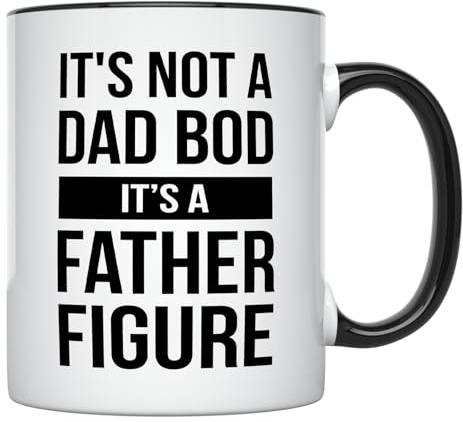 YouNique Its Not a Dad Bod It’s a Father Figure Funny Dad Mug, 11 Ounces, Dad Mugs from Daughter, Mugs for Dad, Dad Cup, Fathers Day Coffee Mug from Daughter and Son (Black Handle)