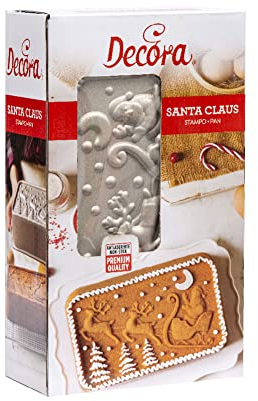 Decora 0080127 STAMPO PLUM CAKE SANTA CLAUS 27 X 15 X 5,8 H CM IN ALLUMINIO PRESSOFUSO