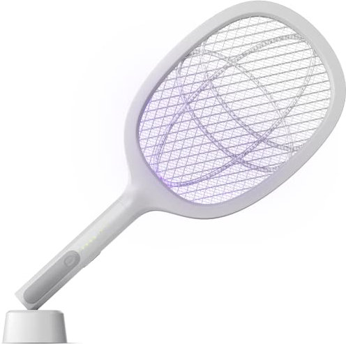 Nataka Electric Fly Zapper, 3000V Electric Fly Killer Racket - USB Rechargeable Electric Fly Swatter, Handheld Flies Killer Machine and Hands-free Function Indoor and Outdoor Bug Zapper