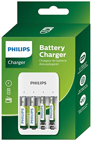 Philips Cargador de Pilas - USB - Pilas Recargables - Incluye Pilas AA y Pilas AAA - Universal - Cargador de Pilas Recargable