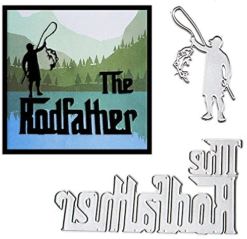 Estivaux Summer Sea Fishing Fish Die Cuts for Card Making, Fishing Man Frame Cutting Dies Sets Words Dies Stencils Embossing Template for Scrapbooking DIY Cards Album Crafts Supplies