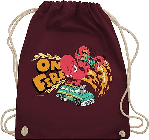 Turnbeutel Rucksack - Hot Wheels Tasche - On Fire Kraken - Unisize - Bordeauxrot