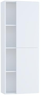 Baikal Armario de Baño, Mueble de Baño, Armario Alto. Muebles Auxiliares. Estanteria. Columna. Entrega en Kit. Serie Abierta 54 x 140 cm Blanco