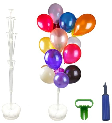 2 set di supporti per palloncini a colonna, supporti per palloncini da pavimento, bastoncini e supporti riutilizzabili per palloncini, supporto regolabile per albero di palloncini con base riempita