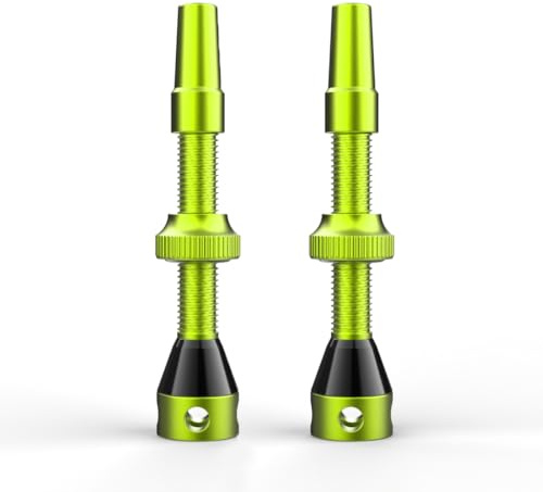 Shredr. Juego de válvulas sin cámara, Verde | Presta para neumáticos sin cámara | Aluminio súper ligero, anodizado ArmyGreen, válvula francesa | 44mm para llantas sin cámara estándar