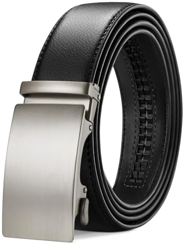 TANGCHAO Gürtel Herren,Ledergürtel Ratsche Automatikschließe für Herren Business Anzug Jeans, 35mm Gürtel,Größe Einstellbar