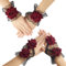 GORGECRAFT 2 paire Gants Courts en Dentelle Sans Doigts Roses avec Poignets Lolita Noirs pour Bal de Fin D'Année Mariée Fleur Rouge Fausses Manches à Volants Costume Gothique Robe de Mariée Halloween