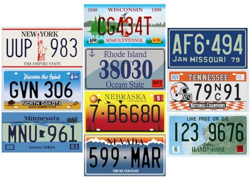 - Set di 10 targhe in Metallo per Auto degli Stati Uniti - Repliche di Vere targhe Americane P9