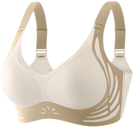 Gather Bra - Brasier da donna, morbido e confortevole, senza aste, per uso quotidiano, per allenamento, beige, XX-Large