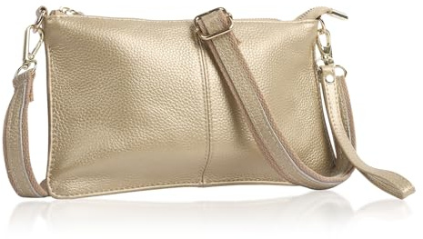 Minicloss Leather Crossbody bags for Women, Small Shoulder Bag Phone Purses Ladies Wristlet Clutch Wallet with Wrist Strap Handbag Multi Pocket Crossbody Phone Bags (gold)