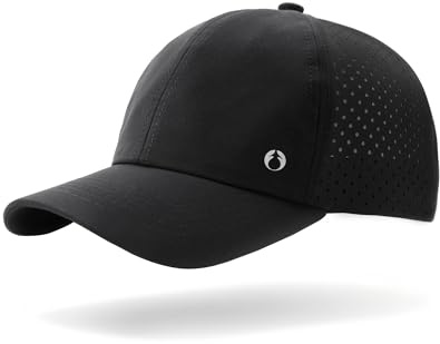 FURTALK Lightweight Quick Dry Baseball Cap Breathable Tucker Hat Laser Cut Air Mesh-Back Cooling Golf Hat, Black