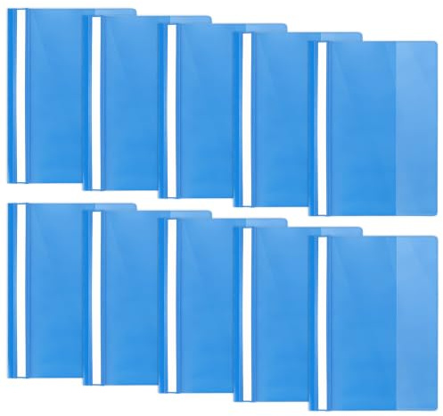 20 PCS A4 Project Folder, Plastic Display Folders Presentation Folders | Transparent Cover and 2 Prongs Document Folders for Office School A4 Report Document File Organiser Holder