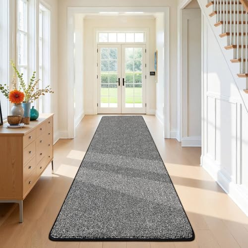 SHACOS Lång halllöparmatta halkfri 80 x 400 cm smutsfångare löpare inomhus tvättbar köksmatta lång halllöpare matta slitstark matta löpare för hall, entré, sovrum, svart
