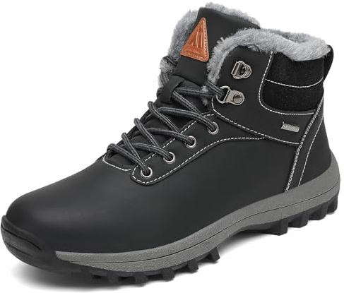 Mishansha Stivaletti Donna Invernali Scarpe Impermeabili Stivali Uomo Neve Scarponcini Comode Outdoor Scarponi Invernali Caldo Stivaletti Trekking Nero, Gr.40