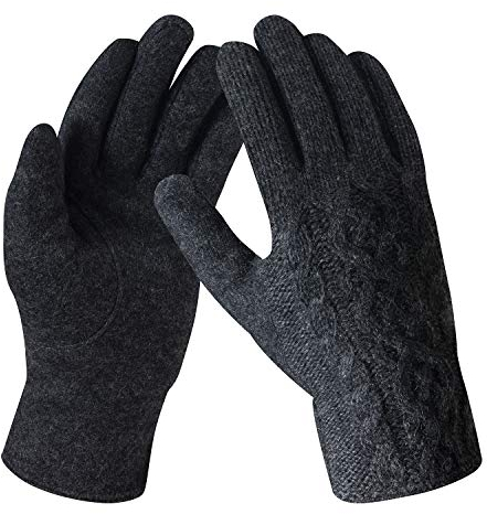 Bequemer Laden Damen Wintersport Handschuhe Dick Fleece Strick Handschuhe Touchscreen Warme Winterhandschuhe für Outdoor Garten mit Warme Fleece Futter & Wolle Haken, Dunkelgrau, Einheitsgröße