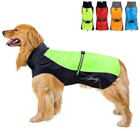 Zunea Impermeabili per Cani Taglia Media e Grande Leggero Riflettente Giacca di Sicurezza Impermeabile Antivento Foderata in Rete Traspirante Vestiti Abbigliamento per Escursionismo Verde 3XL