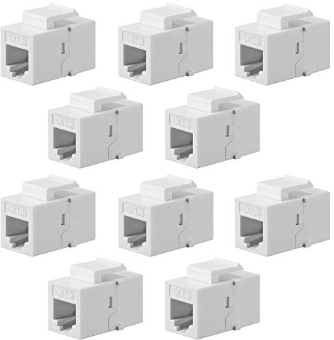 10 Pieces CAT3 Telephone RJ11 6P4C Jack Phone Line Connector Coupler Phone Female to Female Telephone Jack Coupler (White)