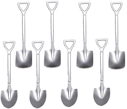 Fruit Dessert Shovel Spoons Set, 8pcs Stainless Steel Dinner Tea Spoons for Dessert Coffee Ice Cream Fruit Cake for Home Kitchen Restaurant