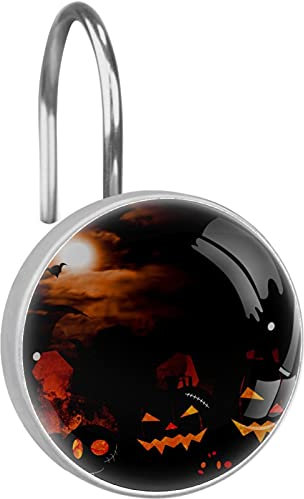 Set di 12 ganci per tenda da doccia con motivo a ragno zucca di Halloween, anelli per tenda da doccia, antiruggine, per il bagno