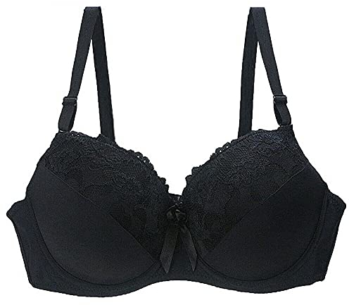 BCHRAYIUP Women's Underwire Padded Sexy Bra Push Up Full Cup Size Elastic Band Bra 40-B Black