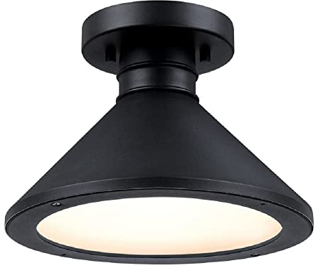 Westinghouse Lighting 6123840 Luminaire de plafond semi-encastré d'extérieur Walter à une lampe au style rustique, finition en noir texturé avec verre transparent