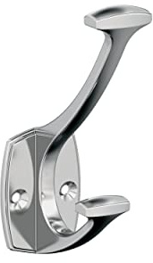 Amerock Vicinity Traditional Double Prong Chrome Decorative Wall Hook