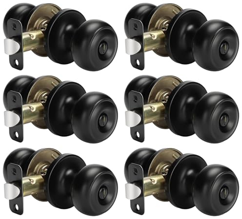 Haidms 6 Pack Matte Black Door Knobs Interior Privacy, Black Interior Door Knobs for Bedroom or Bathroom Classic Round Doorknobs Hardware