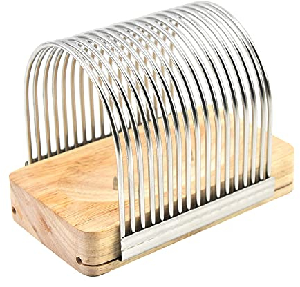 Uposao Trancheuse à Pain, Acier Inoxydable Trancheuse à Pain Manuelle, Coupe-Pain Compact Même Épaisseur Planche a Découper Pain Manuel pour Pain Fait Maison, Gâteaux, Bagels