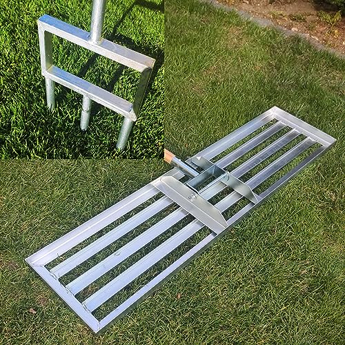 SattesGrün Set de cuidado del césped compuesto por aireador y rasqueta XXL de 100 x 26 cm, aireador de césped, tenedor aireador de superficie, escarificador de césped