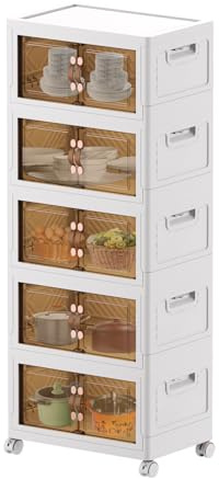 MECOLOR Lot de 5 bacs de rangement pliables en plastique avec couvercles et portes, 30 litres, essentiels pour la famille