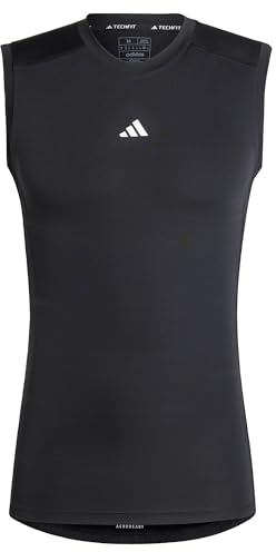 adidas Men's Techfit Compression Training Sleeveless T-Shirt, Black, M