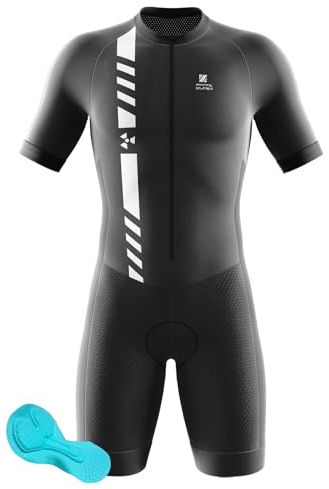 Herren Fahrrad Skinsuit, Triathlon Anzug Herren Prämium Triathlon Tri Anzug Kompression Duathlon Laufen Schwimmen Fahrradfahren Skinsuit (12,4XL)