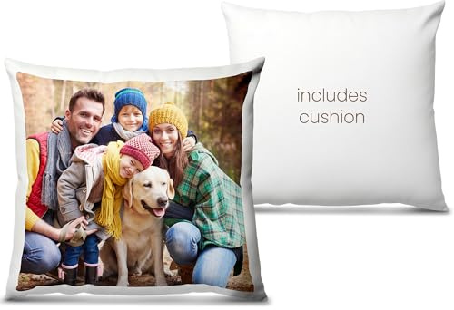 Custom Cushion Cover with High Resolution Photo Print, 40x40 cm - Soft Plush Personalised Pillow - Vibrant, Any Occasion Customised Valentines Gift for Him & Her - Cushion Included