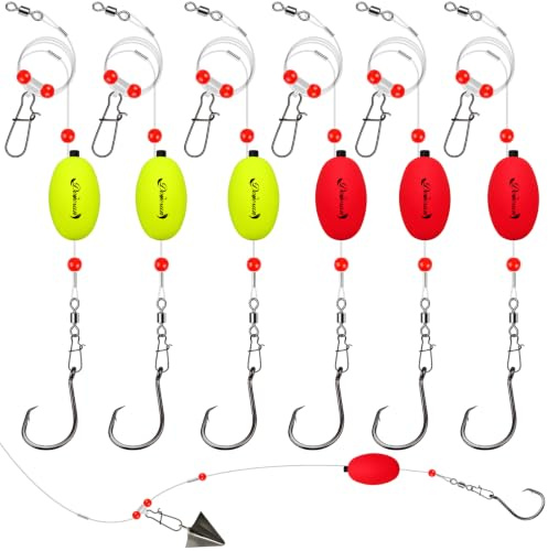 Dovesun Fish Finder Rig with Float 20.5 Surf Fishing Rigs 90LB Surf Fishing Tackle for Shark Bluefish Stripers 6PCS 5/0
