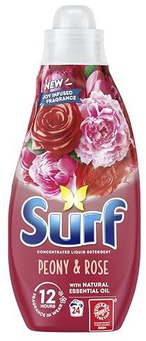 Surf Peony & Rose Laundry Washing with a joy-infused fragrance & natural essential oil lasting up to 12 hours in wear Liquid Detergent for brilliantly clean results 24 washes