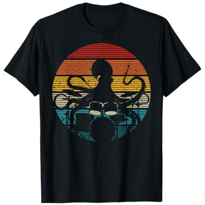 Octopus Playing Drums Drummer Musicien Drumming Band T-Shirt