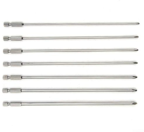 Premium Kreuz-Schraubendreher-Bits, PH1 PH2, 6, 35 mm Schaft, 200 mm lang, 7 Stück