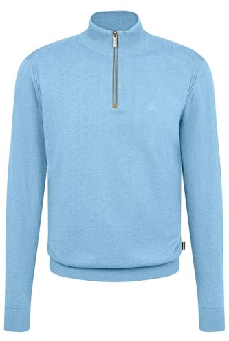 bugatti Herren Troyer Strickpullover Stehkragen kurzer Reißverschluss Regular Fit