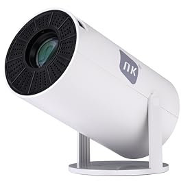 NK Mini Proyector Portátil - Resolución Full HD 1080P (Soporta 4K), Android, WiFi, Bluetooth, Mirror Link, Cristal 2.69 LCD, Altavoz Incorporado, HDMI y USB, Rotación 180°, (10'8 x 10'3 cm)