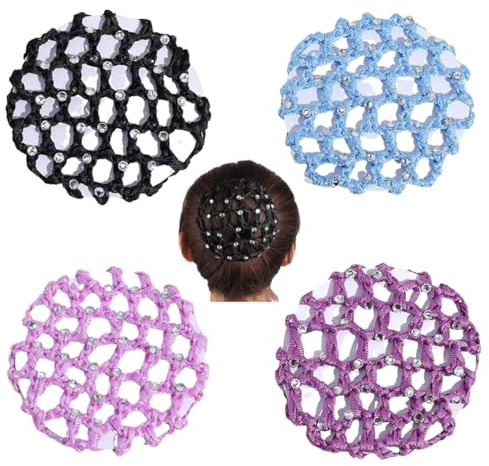 4 Pezzi Copertura a Rete per Danza Classica con Elastico per Bambini,Retina per Capelli Chignon Retina per Capelli Chignon Bambina con Perline Retine per Capelli per Hotel per capelli chignon