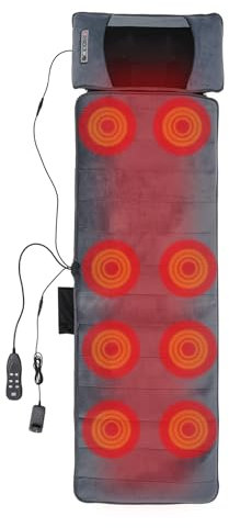 MINRS Cuscino massaggiante con calore, tappetino massaggiante tutto il corpo 9 modalità massaggio 9 livelli 10 motori vibranti massaggianti per collo spalle schiena vita fianchi