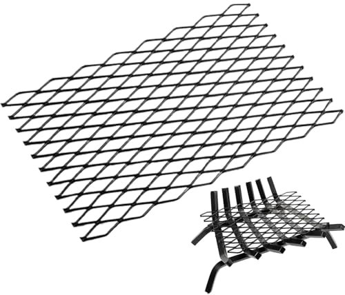 Fireplace Grate Ember Retainer | Heavy Duty Solid Steel | Steel Fireplace Ember Retainer Mesh | Add Support To Fire Logs Grate | Fire Place Accessories For Fire Pits Camping