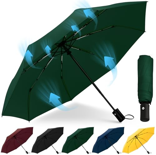 HEXSOLID Parapluie Pliant Résistant Vent Fort Automatique Solide Grande Taille Incassable Parapluie Anti Tempete Voyage Portable Compact Parapluie Pour Homme et Femme
