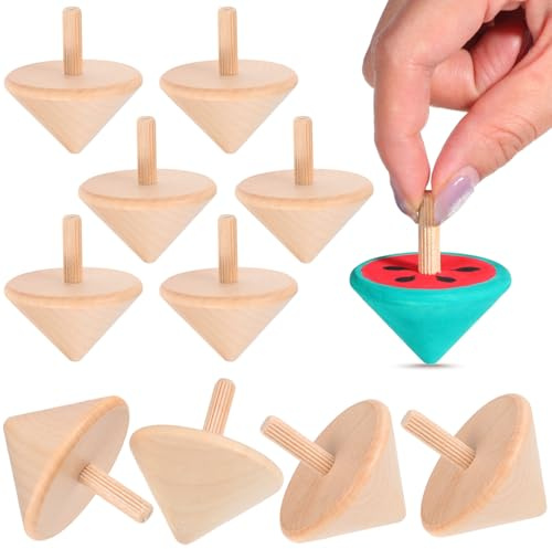 SHINEOFI 12 pezzi trottttole in legno per bambini, fai da te, giroscopio incompiuto in legno, giocattolo rotante per regali di feste, giochi di classe, giocattoli educativi