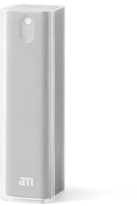 am Nettoyant Écran Portable 2 en 1 avec Chiffon Microfibre, Spray 10,5 ml pour Smartphone, Tablette, Ordinateur et Écran Voiture, Gris Clair, 1 Pack