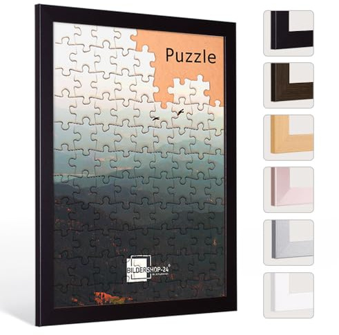 Bildershop-24 Marco para rompecabezas Londres para puzzle de aproximadamente 1000 piezas 48x64cm 64x48cm Negro con vidrio acrílico
