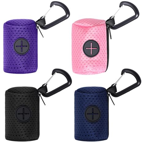 4PCS Dog Poop Bag Holder with Hook, Mesh Fabric poo bags dispenser with Zipper, Durable Dog Waste Bags, Poop Scoop and Bag for Picking Up Dogs Poops on Walks and Hiking