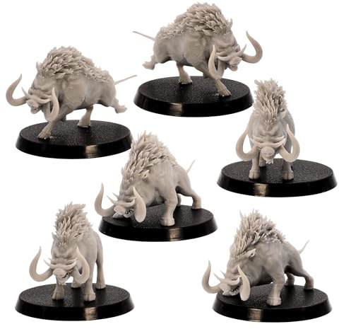 Boar Miniatures Set – 6 Wild Beast Figures for Tabletop RPGs | 28mm–32mm Scale Fantasy Models | DnD, Pathfinder, Wargames | Epic Miniatures Licensed | Resin Unpainted Figures Collectors & Gamers
