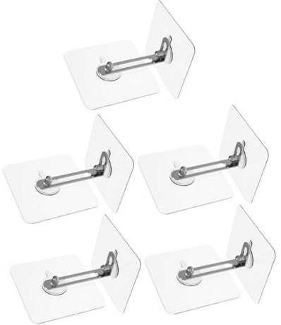 TOBBOMEY 5 Juegos de Anclajes para Muebles sin Taladro Diseño Versátil, Correas de Seguridad para Bebés, Fabricados en Acrílico y Acero Inoxidable para Armarios y Cómodas